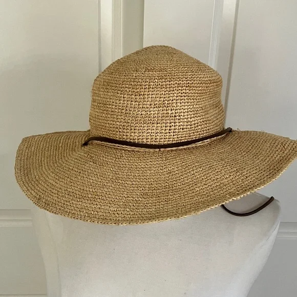 Scala Natural Straw Wide-Brim Hat with Brown Chin Cord - Picture 5 of 5